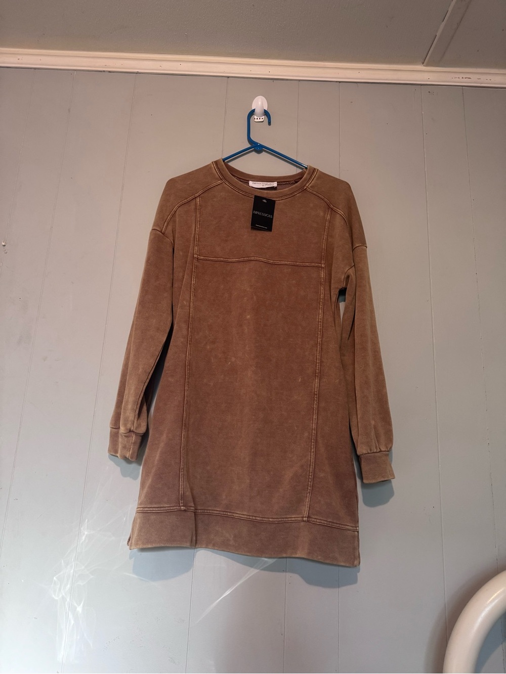 Impressions Casual Long-Sleeve Pullover Dress in Brown